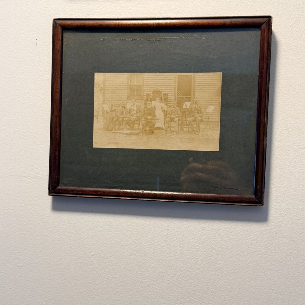 Antique NJ Band Musicians Photo William Weston Brimfield Instruments Framed